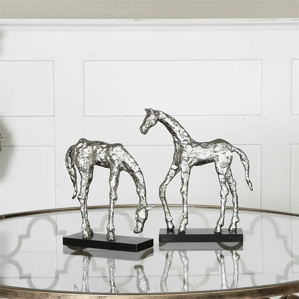 Assorted Polished Aluminum Let's Graze Horse Sculpture-1