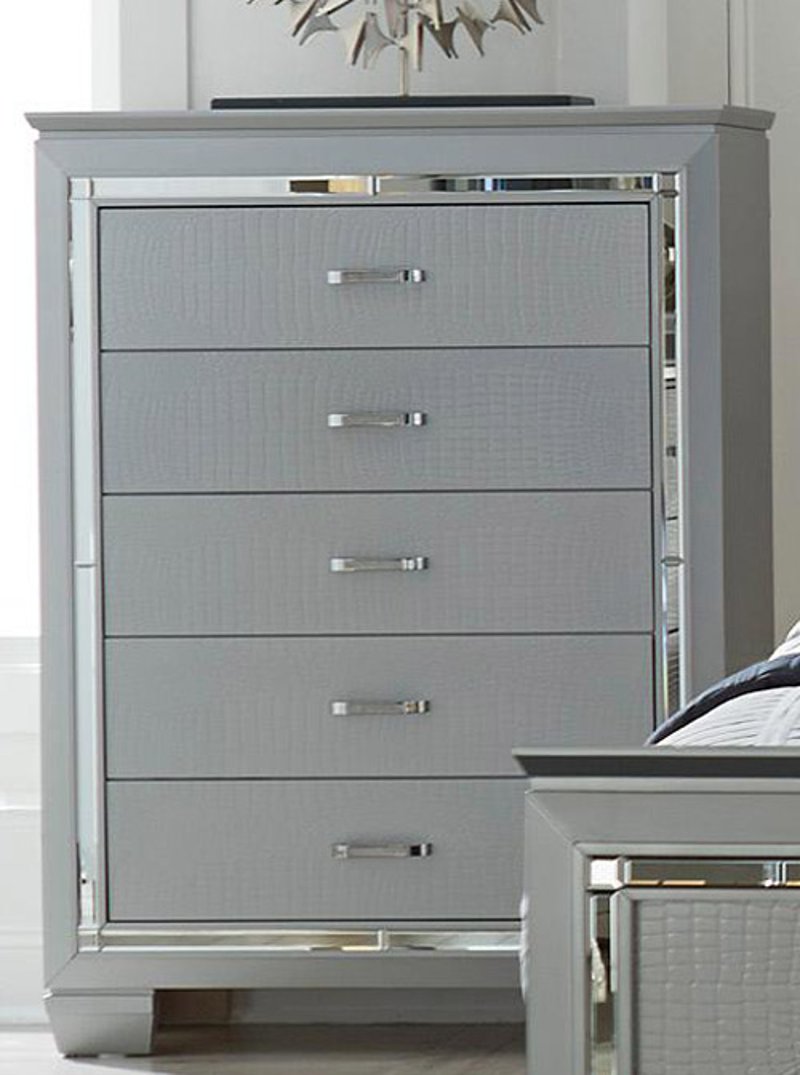 Allura Silver And Gray Chest Of Drawers, Dresser And Chest Set Grey