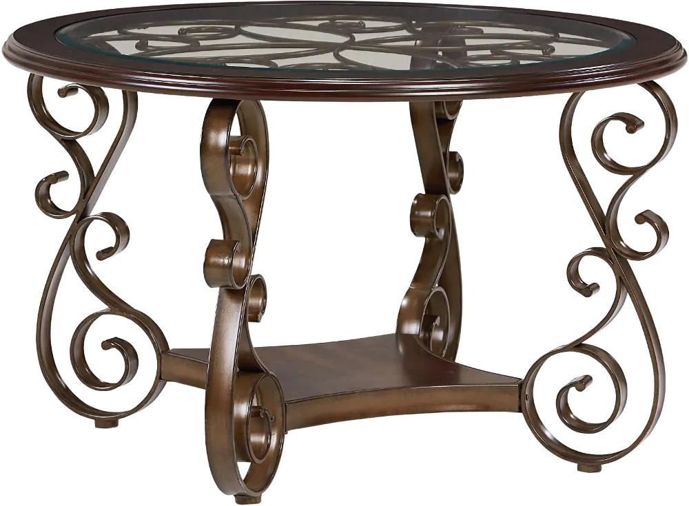 Cherry and Metal Round Dining Table - Bombay Collection-1