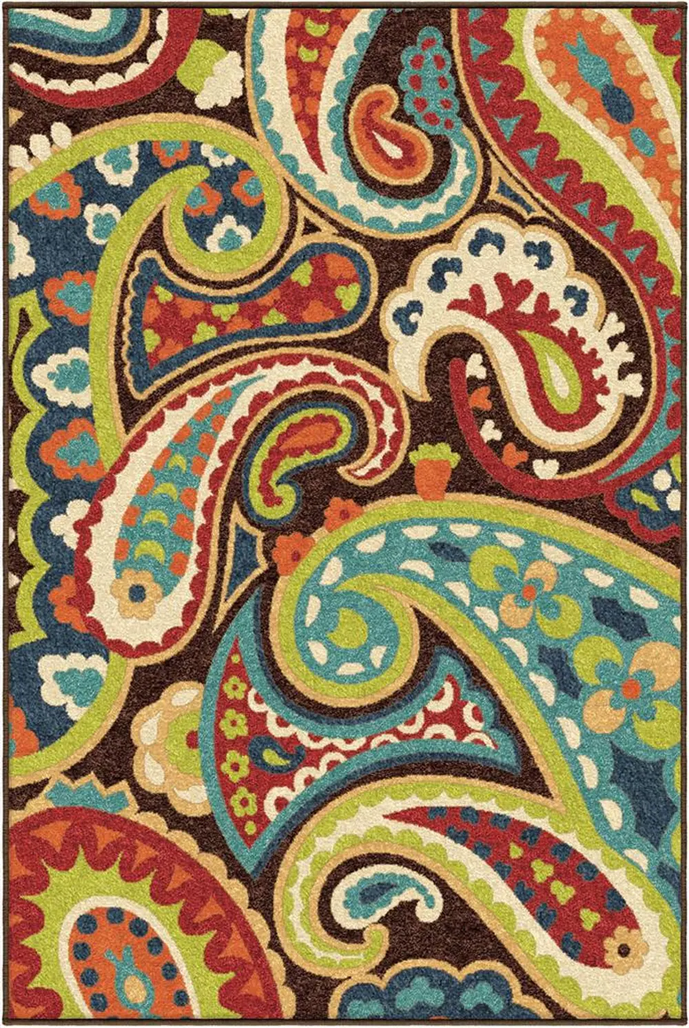 PAISLEY/2305....2 5 x 8 Medium Brown, Turquoise, and Red Area Rug - Paisley-1