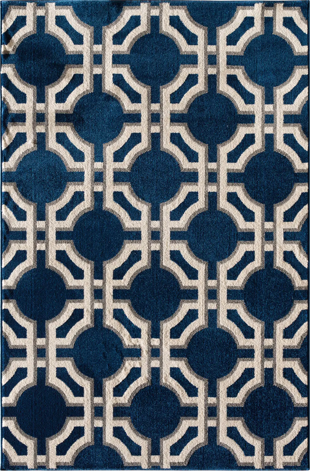 5 x 7 Medium Sapphire Blue and White Indoor-Outdoor Rug - Terrace-1