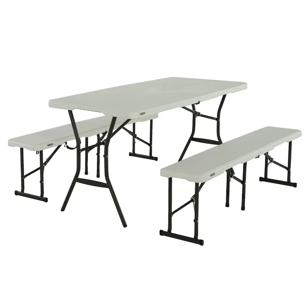 80502 Lifetime 5 Foot Fold-in-Half Recreation Table Set White-1