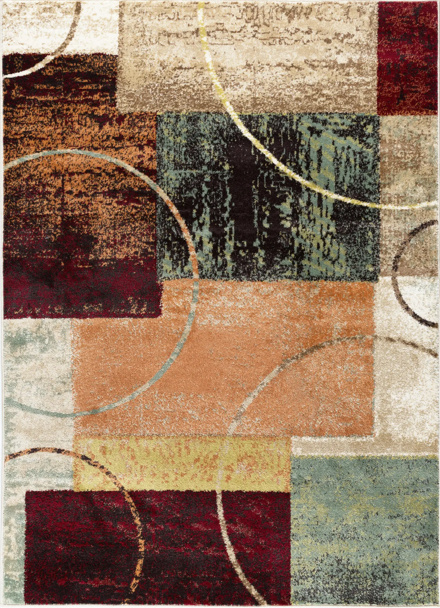 DCO10048X10 8 x 10 Large Red, Brown, and Teal Area Rug - Deco sku DCO10048X10