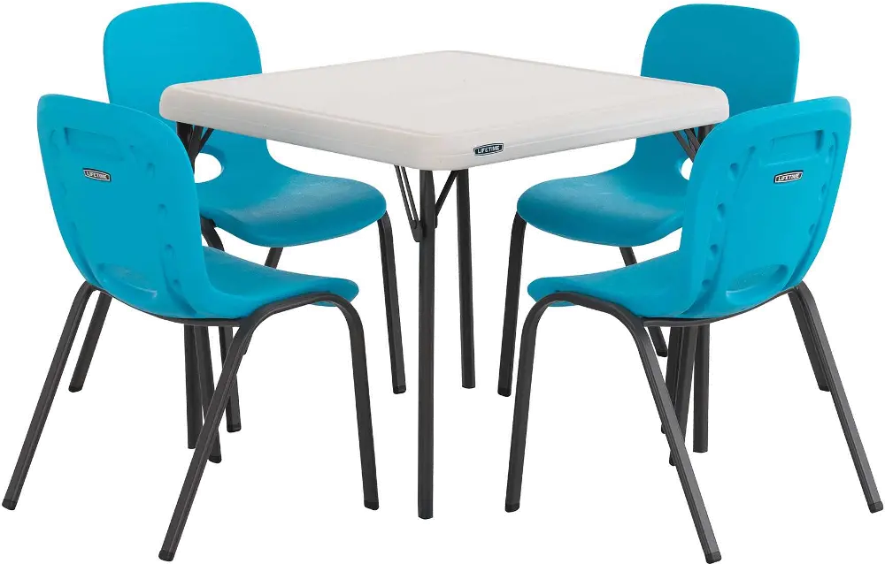 80499 Lifetime Kids Blue 5 Piece Table & Chairs Set-1
