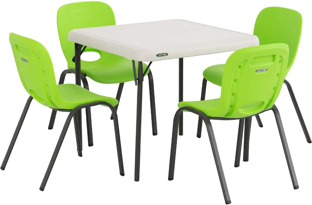 80500 Lifetime Kids Green 5 Piece Table & Chairs Set-1