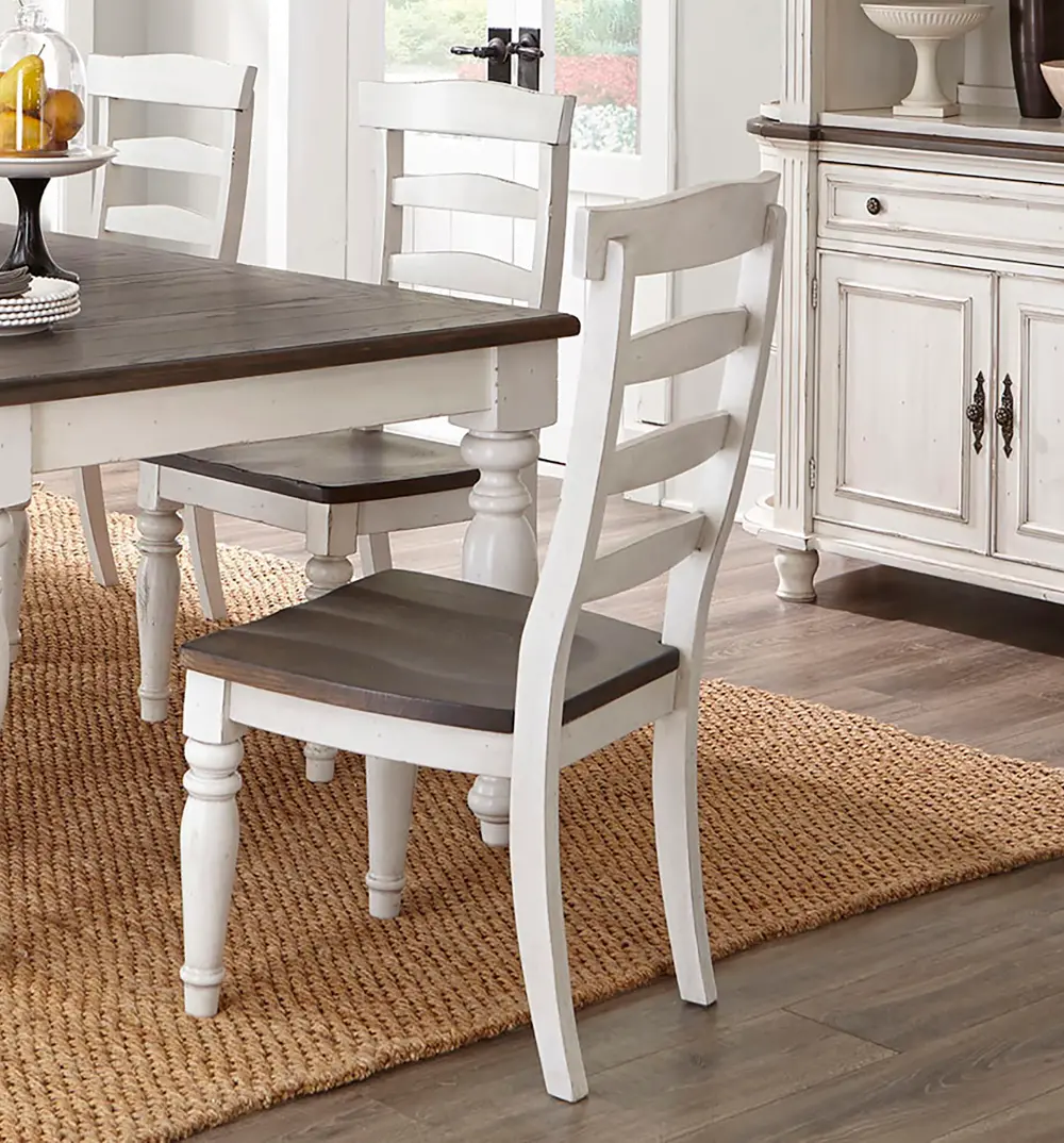 French Country White Two-Tone Dining Chair with Turned Legs - Bourbon County-1