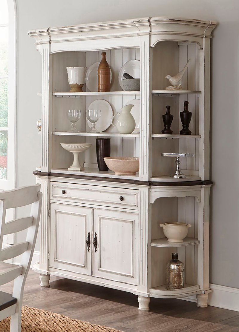 French Country White Two-Tone Buffet and Hutch - Bourbon County | RC ...