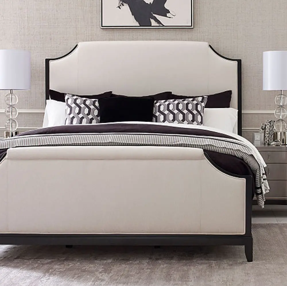 Symphony Ivory & Black Upholstered Contemporary Queen Bed-1