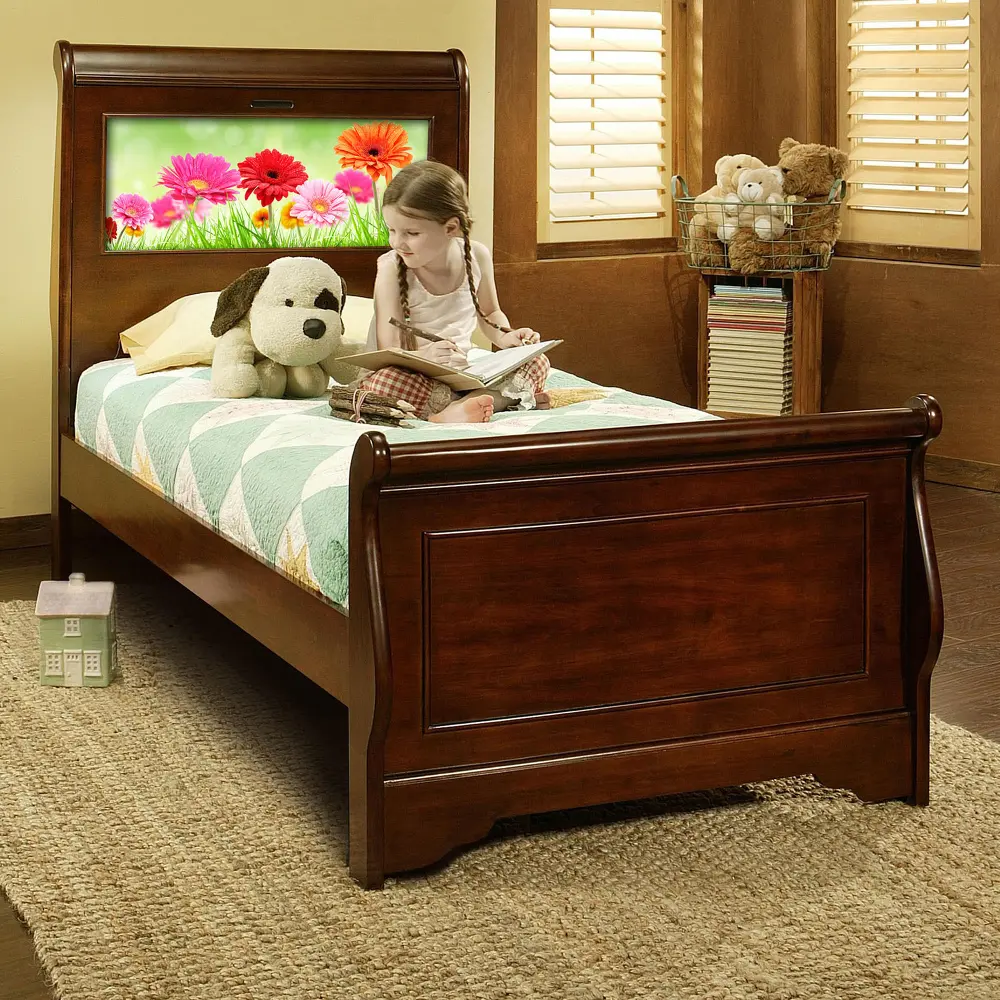 20402 Edgewood Cherry LightHeaded Twin Sleigh Bed with Trundle-1