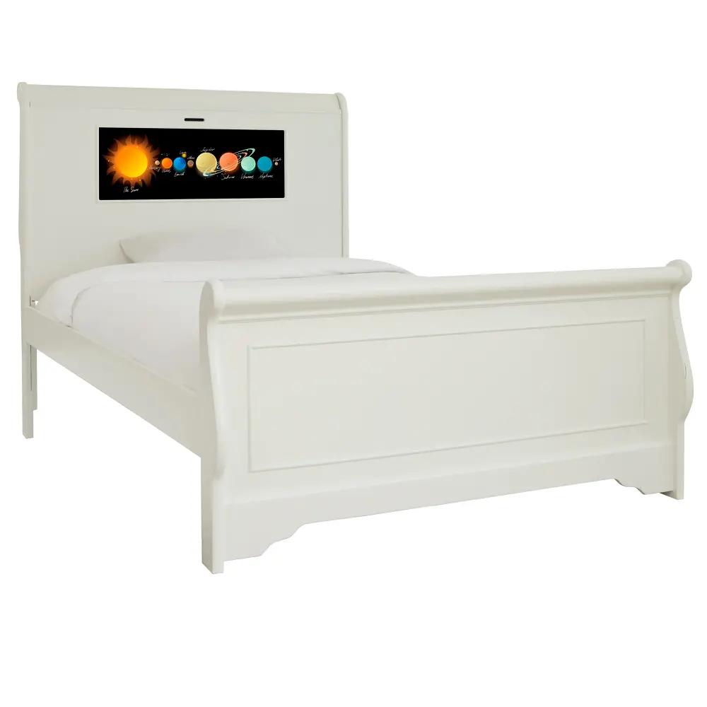 20406 Edgewood White LightHeaded Full Sleigh Bed with Trundle-1