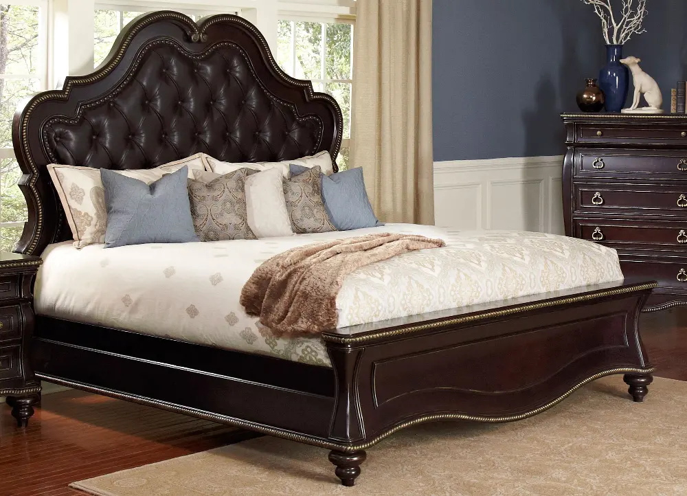 Black Cherry Traditional Upholstered Queen Bed - Palisades-1