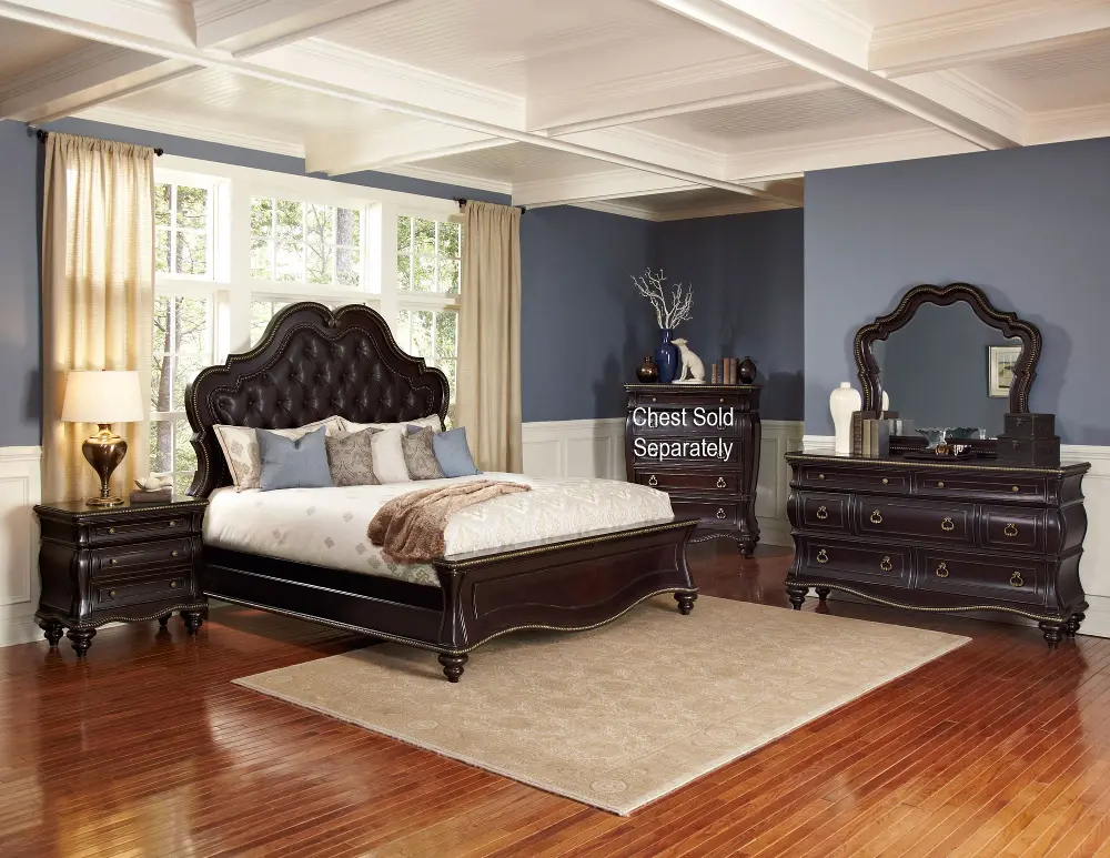 Black Cherry Traditional 4 Piece King Bedroom Set - Palisades-1