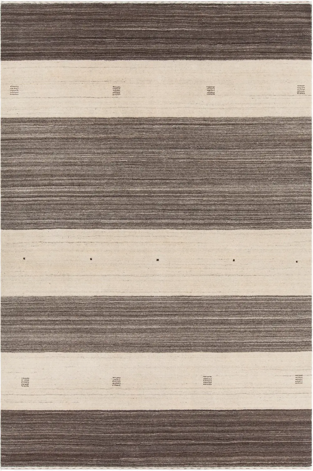 8 x 10 Large Wide Striped Brown and Beige Area Rug - Elantra-1