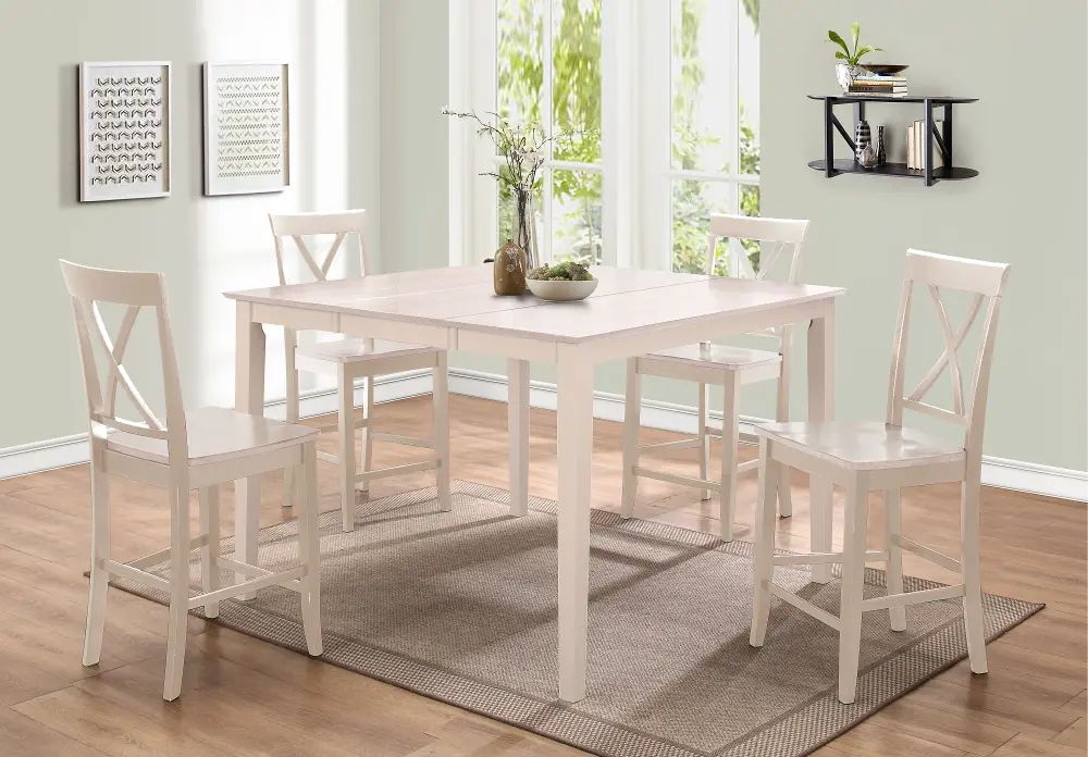 Linen White 5 Piece Counter Height Dining Set - Cape Hope Collection-1