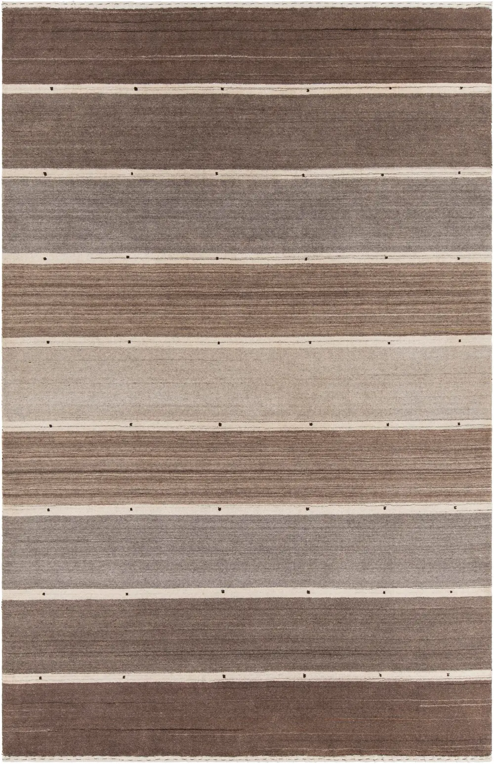 8 x 10 Large Narrow Striped Brown and Beige Area Rug - Elantra-1