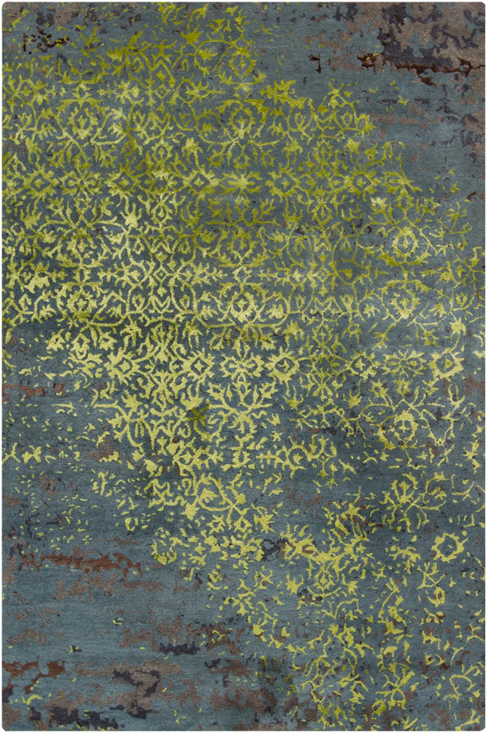 5 x 8 Medium Contemporary Green, Brown and Blue Rug - Rupec-1