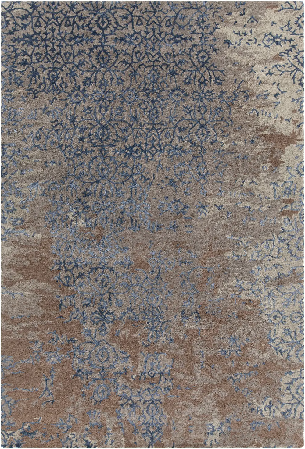 5 x 8 Medium Contemporary Gray, Brown and Blue Rug - Rupec-1