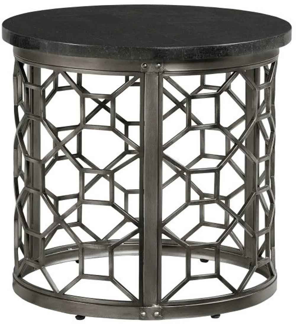 Stone Top Round End Table-1