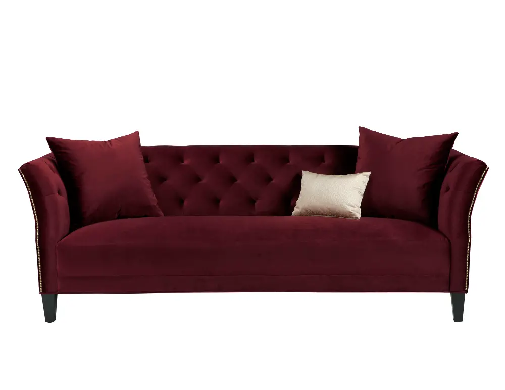 174-30 Maroon Velvet Classic Contemporary Sofa - Layla-1