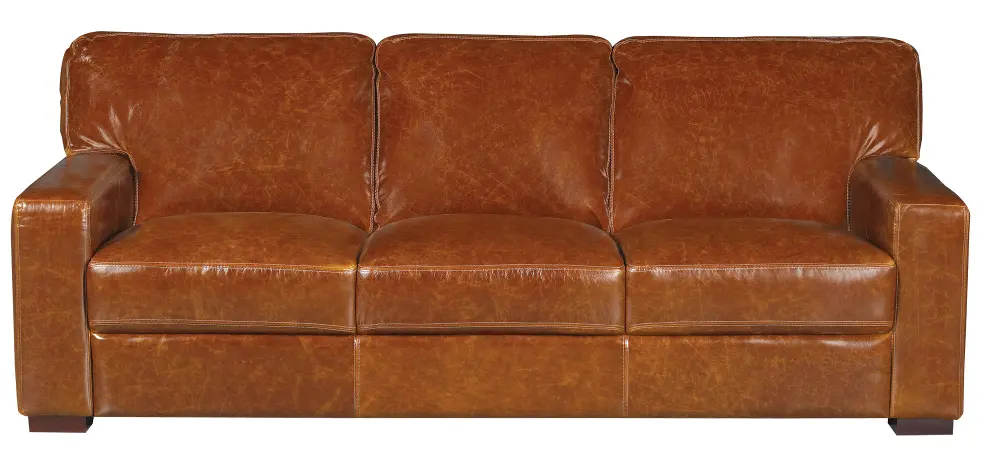 Casual Contemporary Brown Leather Sofa - Downtown-1