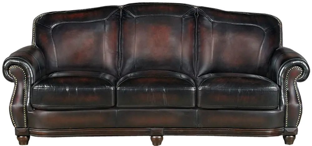 Traditional Burgundy Leather Sofa - Heritage -1