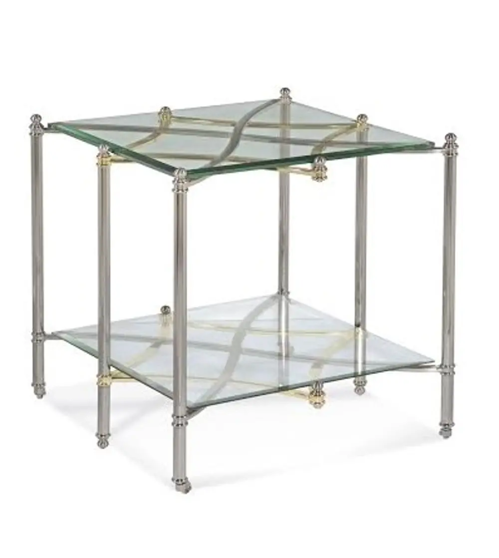 Chrome and Glass End Table - Dimensions-1