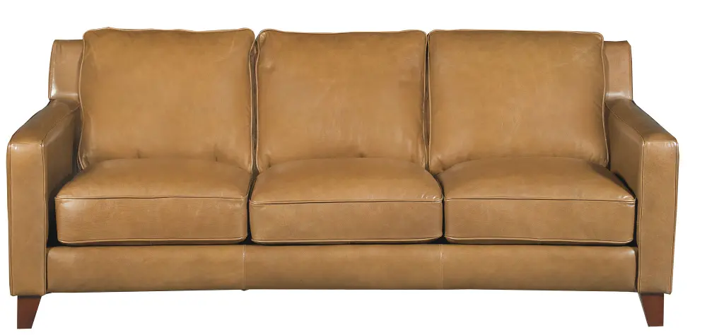 Contemporary Classic Pecan Brown Leather Sofa - Allure-1