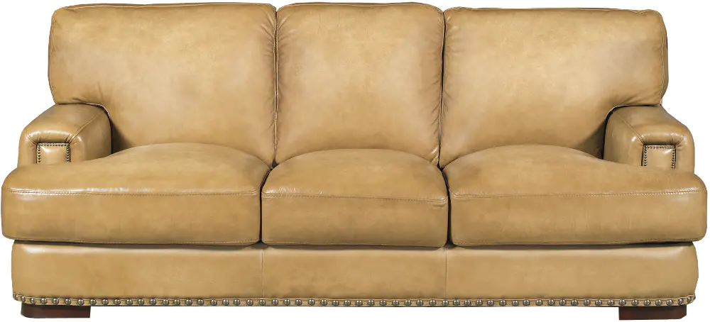 Classic Contemporary Tan Leather Sofa - Fusion-1
