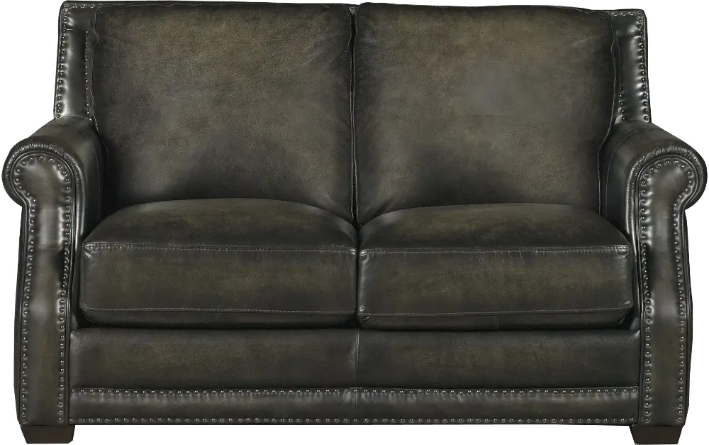 Charcoal Modern Classic Leather Loveseat - Fusion-1