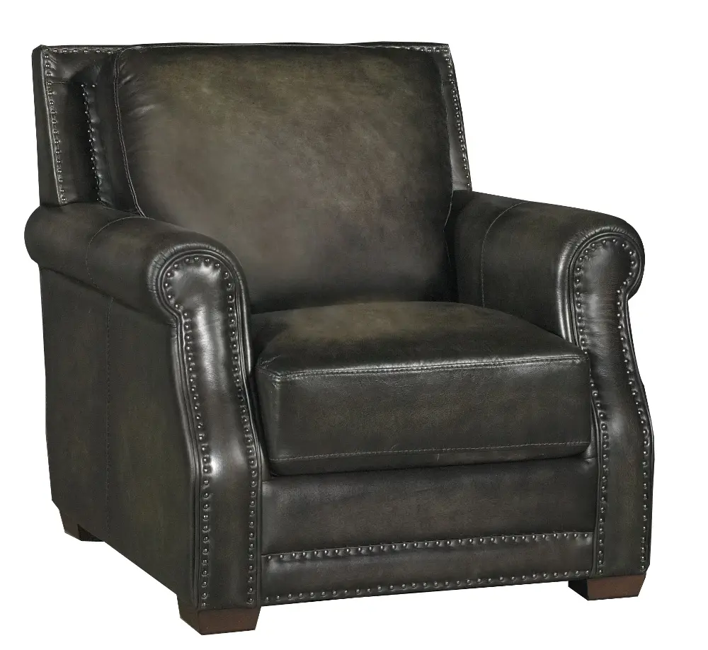 Classic Charcoal Gray Leather Chair - Fusion-1