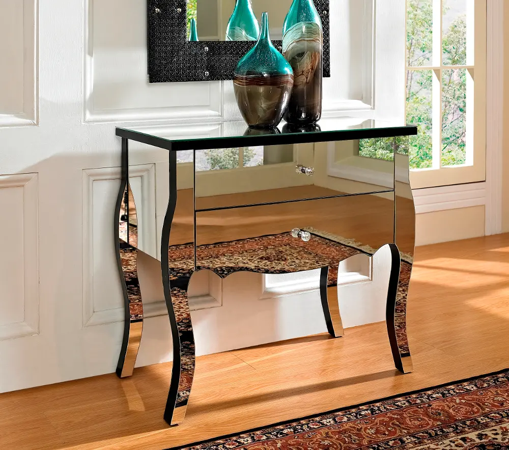 Mirrored 2 Drawer Console Table-1