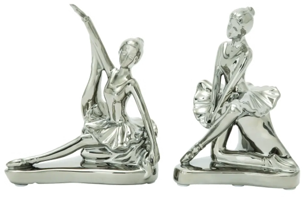 Assorted 7 Inch Ceramic Silver Dancer Bookend-1