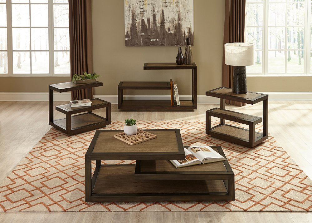 Smokey Tan Modern Sofa Table - Bennett Collection | RC Willey Furniture Store Smokey Tan Modern Sofa Table - Bennett Collection | RC Willey Furniture Store