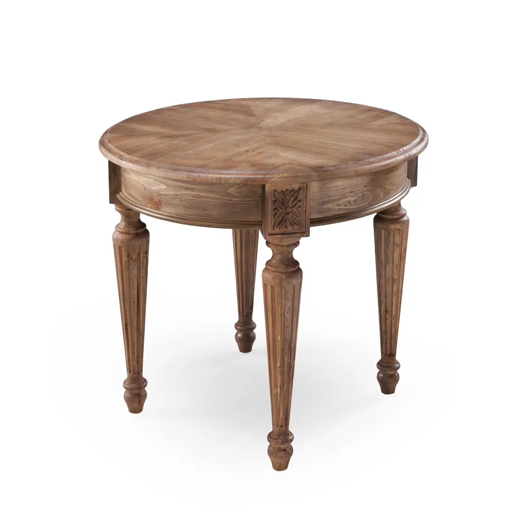 Traditional Oak Round End Table - Lloyd-1