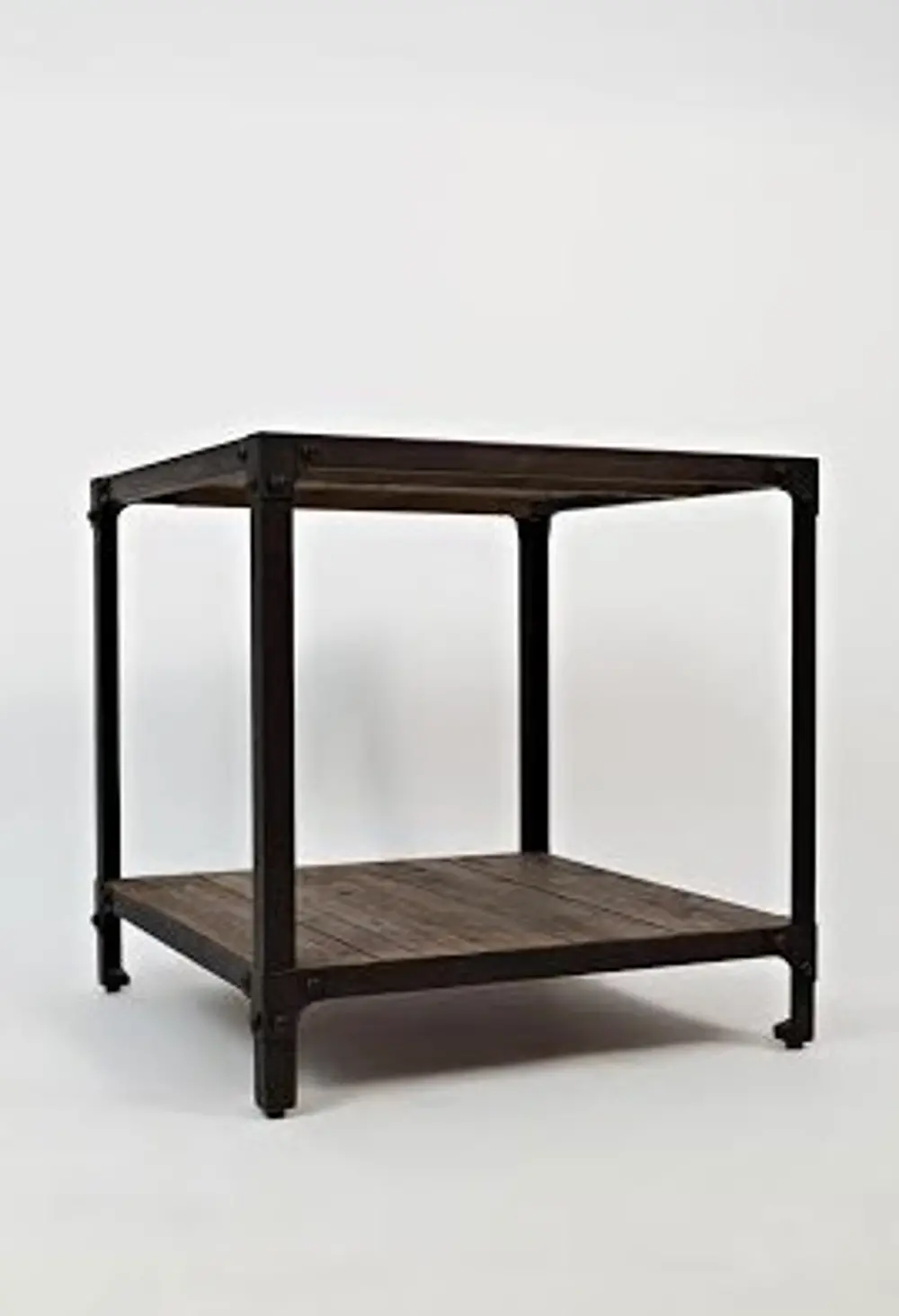 Industrial Wood and Metal End Table-1