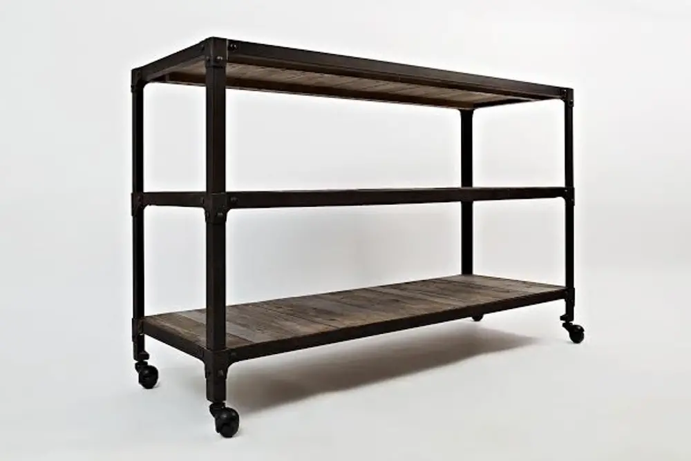 Industrial Wood and Metal Sofa Table-1