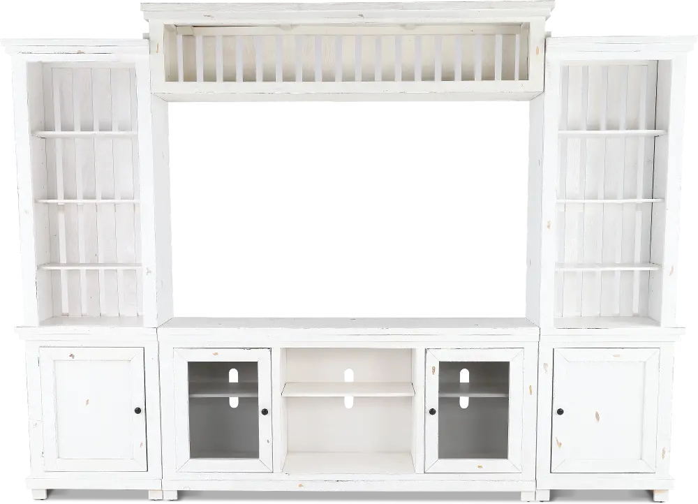 Willow Distressed White 4 Piece Rustic Entertainment Center-1