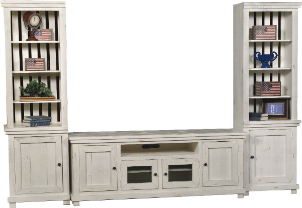 A Wall Unit Entertainment Center For Your Living Room Rc Distressed White 3 Piece Rustic Entertainment Center Willow
