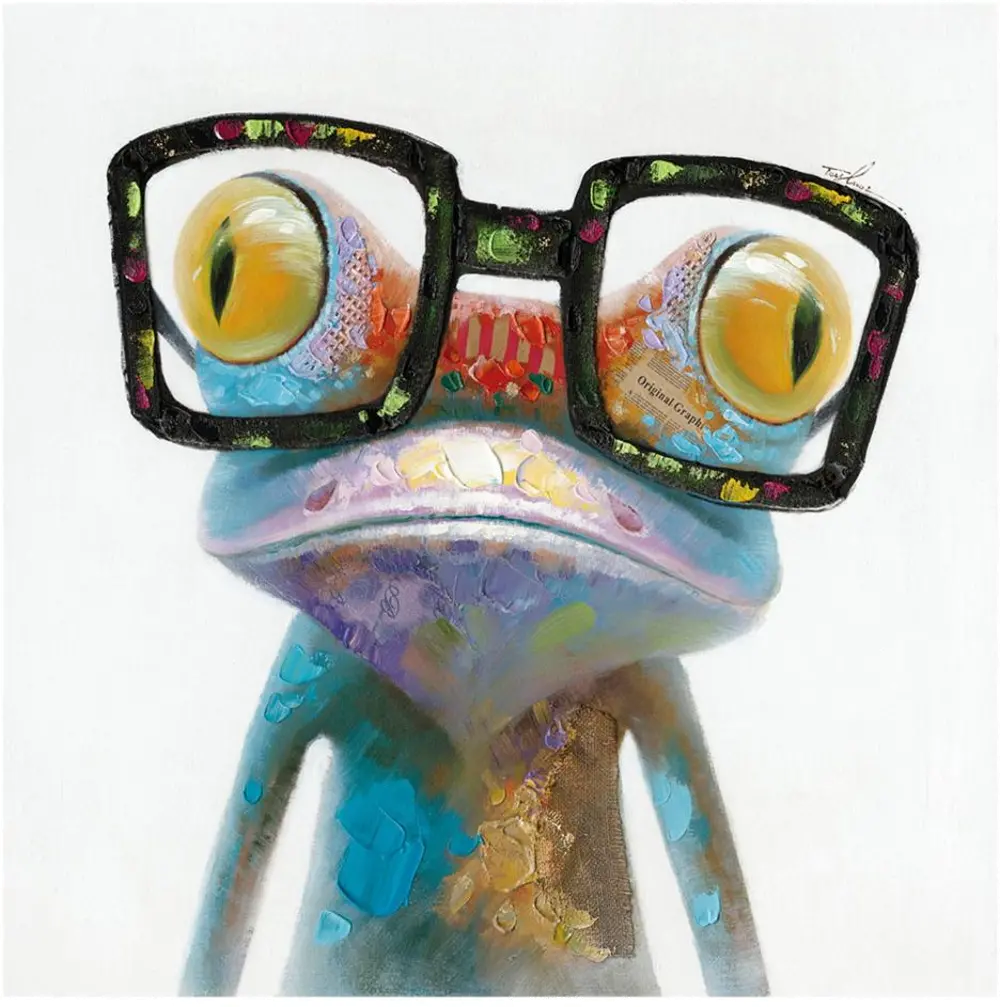 Smart Frog with Glasses Canvas Wall Decor-1