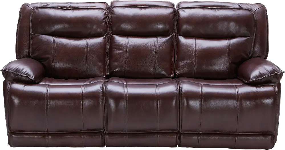 Burgundy Leather-Match Power Triple Reclining Sofa - K-Motion-1