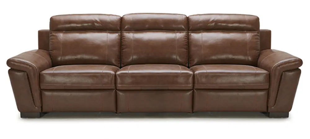 Brown Leather-Match 3 Piece Power Triple Reclining Sofa - Sutton-1