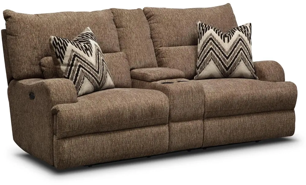 Brown Power Double Reclining Loveseat - Nathan-1