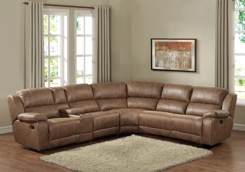 Badlands Saddle Brown 6 Piece Reclining Sectional Sofa - Charlotte-1