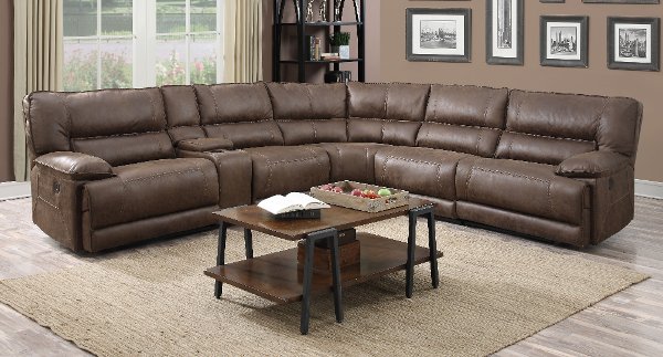 Sectional Sofas And Leather Sectionals Rc Willey Furniture Cognac Brown 6 Piece 2x Reclining Sectional Sofa Kharma