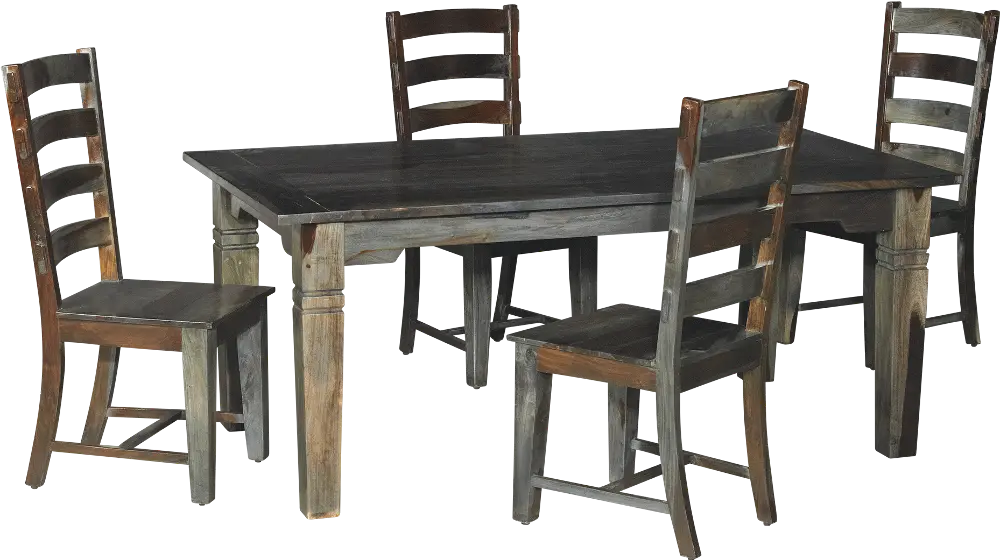 Rich Gray 5 Piece Dining Set - Rustic Tahoe Collection-1