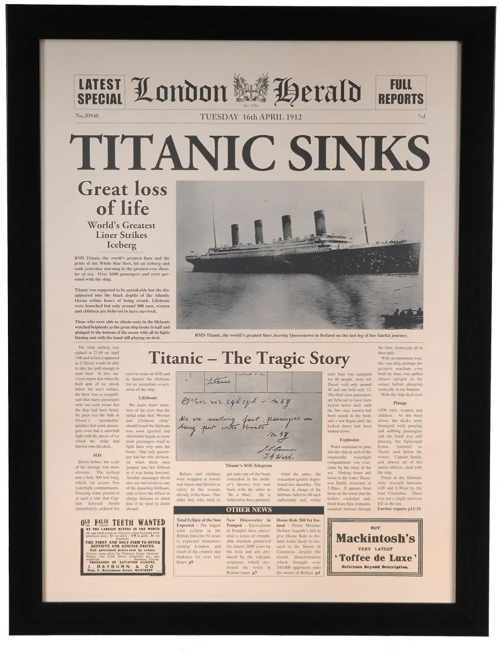 Titanic Sinks Framed Wall Art-1