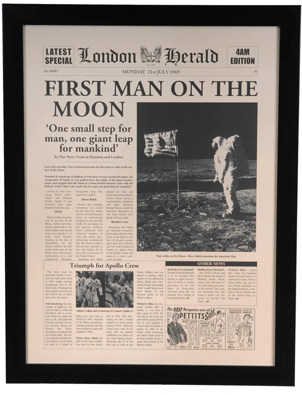 First Man On The Moon Framed Wall Art-1