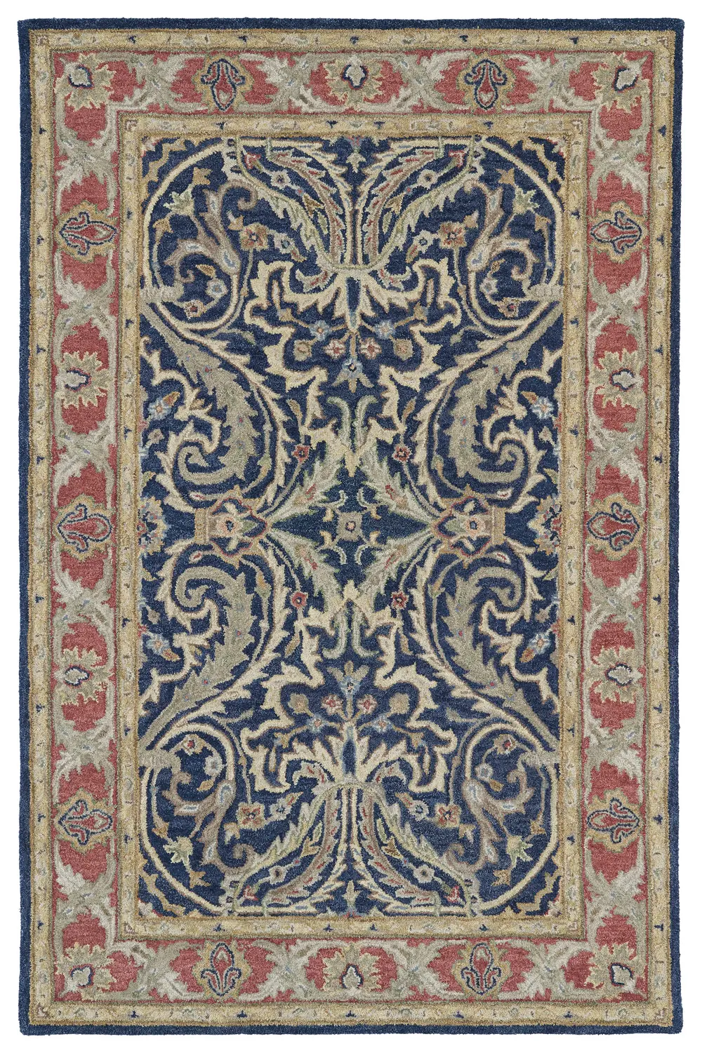 5 x 8 Medium Traditional Wool Blue Rug - Solomon-1
