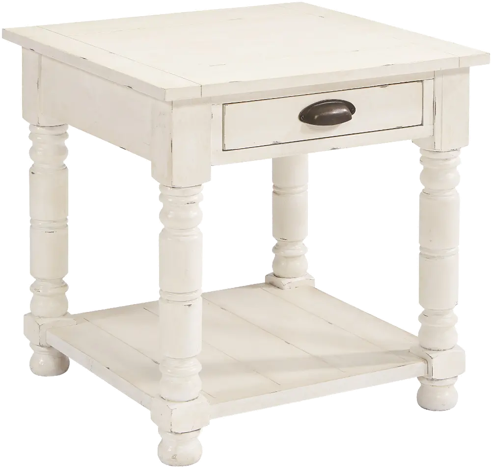 Magnolia Home Furniture Primitive White Bobbin Side Table-1