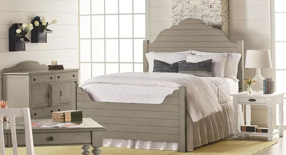 Magnolia Home Furniture Gray & White 5 Piece King Bedroom Set - Traditional-1